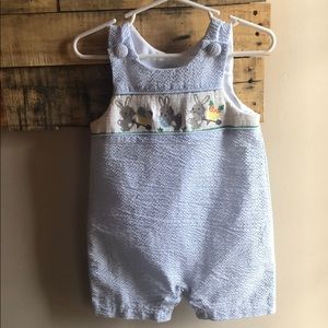 Mud Pie Easter Smocked Shortall